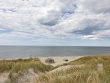 German bunkers from World War II on Sandy beach by Husby town